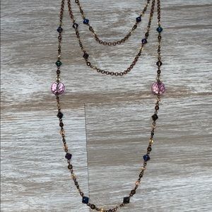 Lia Sophia crystal layered necklace